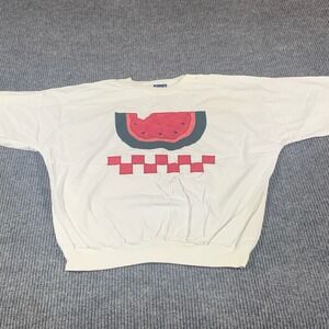 VTG Oarsman Sweatshirt Womens XL‎ Short Sleeve White Watermelon Lightweight 90s